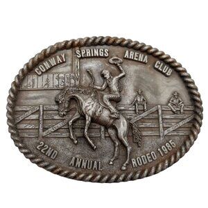 Bronc Rider Rodeo Belt Buckle Vintage 1985 Conway Springs Kansas PRCA Cowboy KS